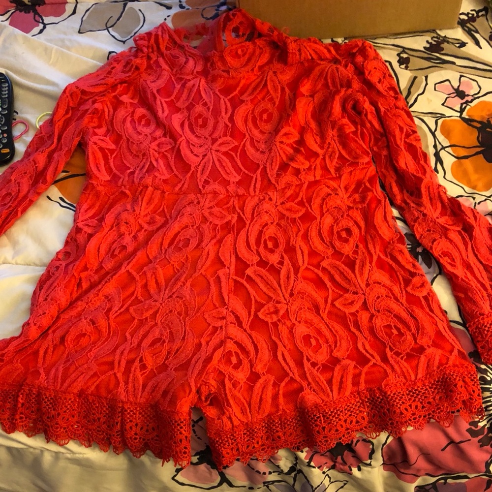 Red Lace Romper
